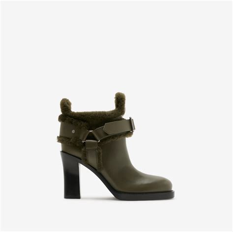 burberry buckle ankle boots suede|Leather and Shearling Cosy Stirrup Boots in Loch .